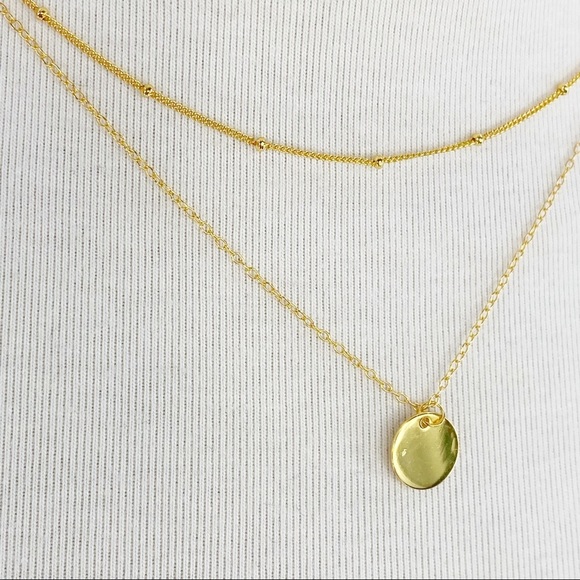 Shiny Disc Double Chain Gold S925 Choker Necklace - Picture 4 of 6